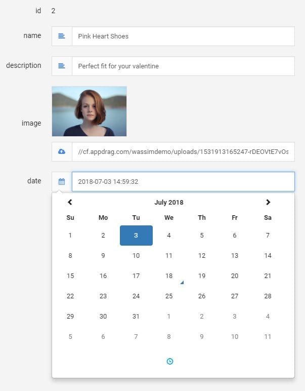 Edit a row of your database - appdrag
